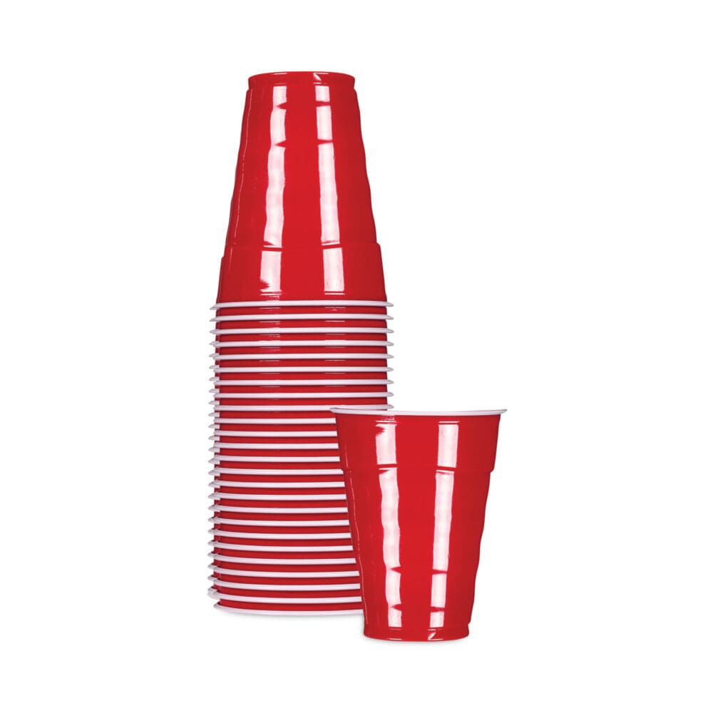 Easy Grip Disposable Plastic Party Cups, 9 oz, Red, 50/Pack - Image 7