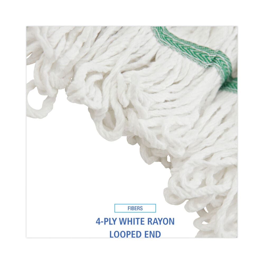 Loop End Rayon Mop Head, Rayon, Medium, 14 oz, White, Dozen - Image 3