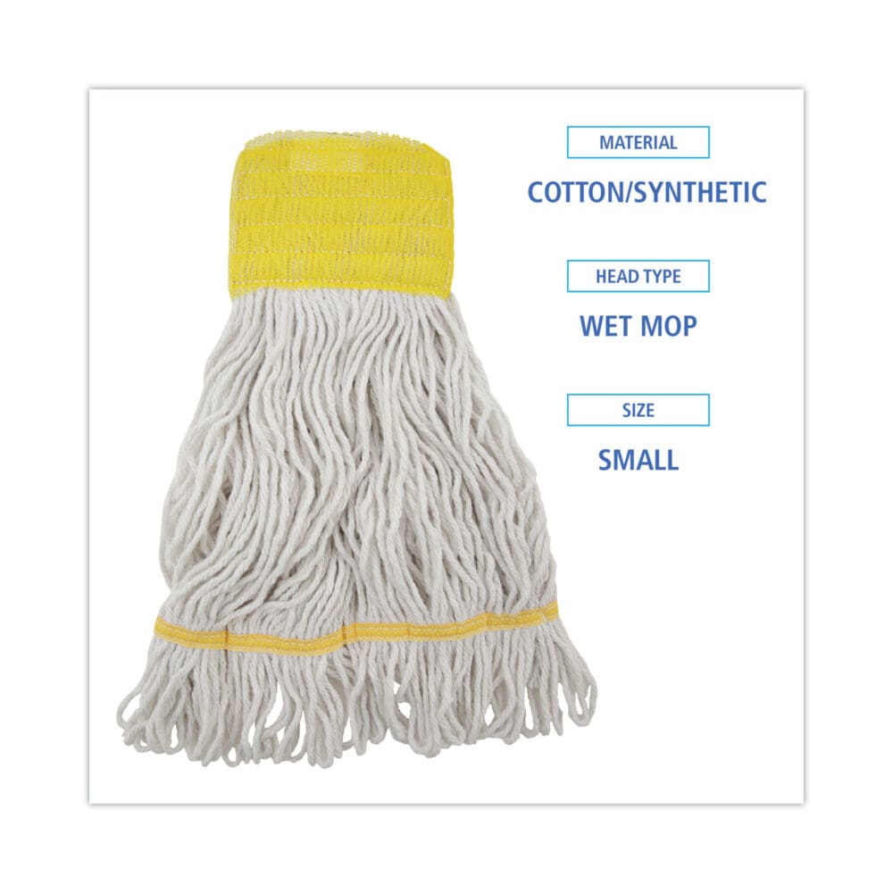 Super Loop Wet Mop Head, Cotton/Synthetic Fiber, 5" Headband, Small Size, White, 12/Carton - Image 9