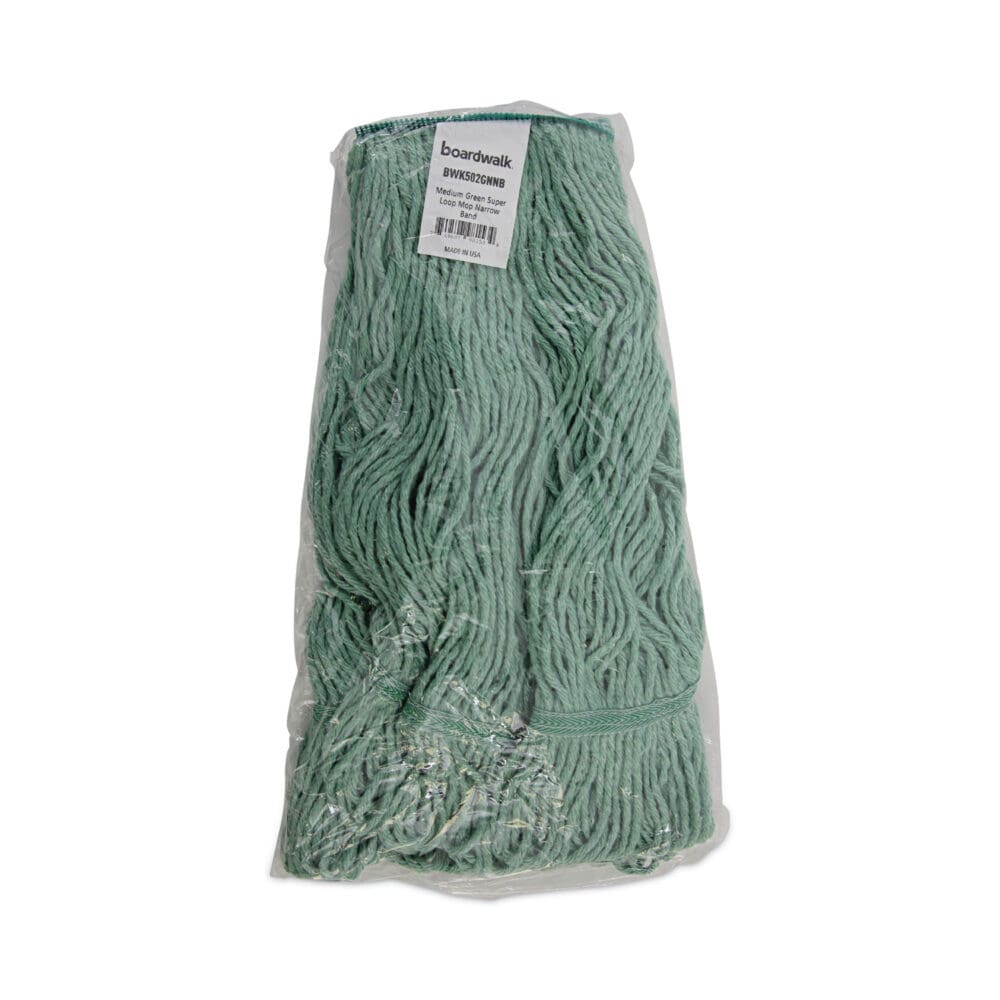 Mop Head, Premium Standard Head, Cotton/Rayon Fiber, Medium, Green, 12/Carton - Image 6