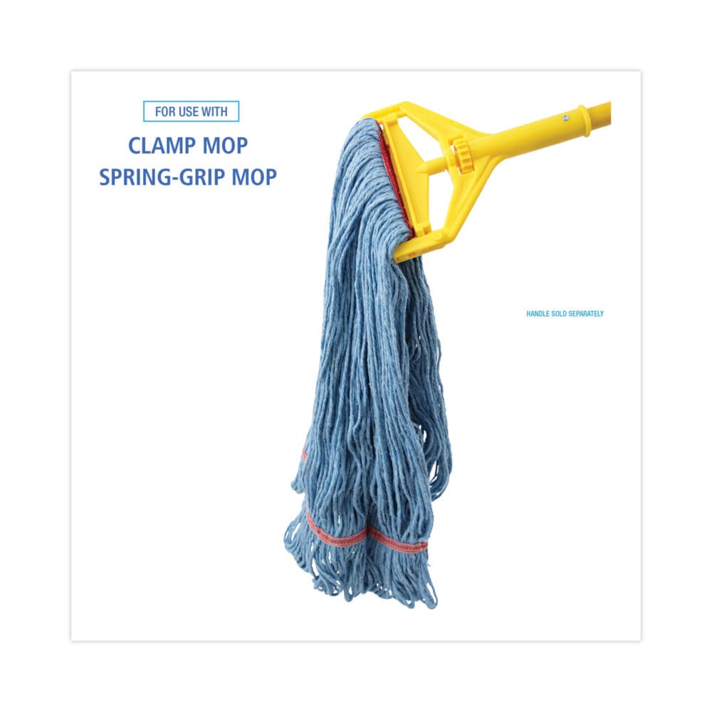 Super Loop Wet Mop Head, Cotton/Synthetic Fiber, 1" Headband, Large Size, Blue, 12/Carton - Image 3