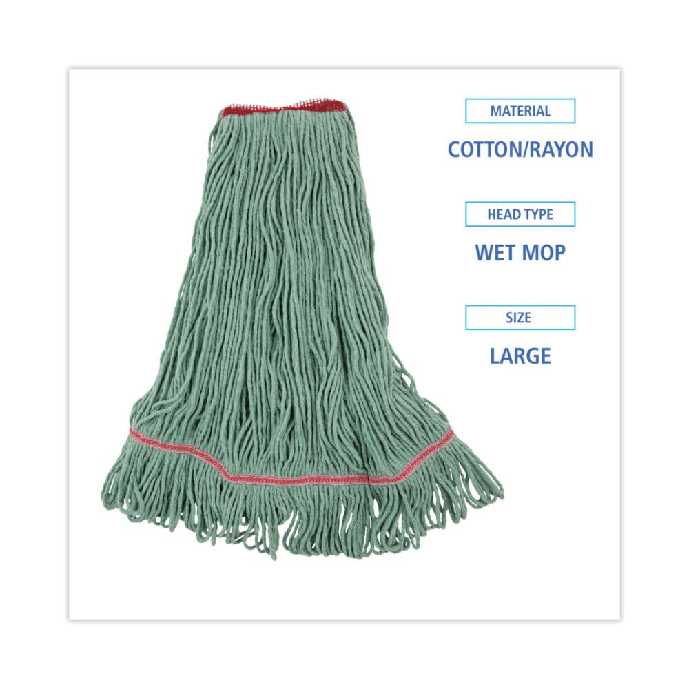 Mop Head, Premium Standard Head, Cotton/Rayon Fiber, Large, Green - Image 2