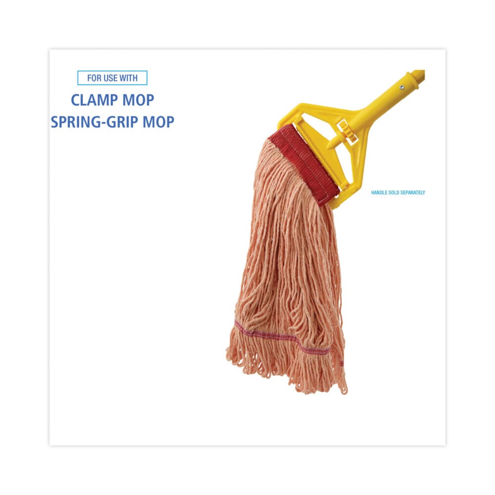 Super Loop Wet Mop Head, Cotton/Synthetic Fiber, 5" Headband, Large Size, Orange, 12/Carton - Image 3