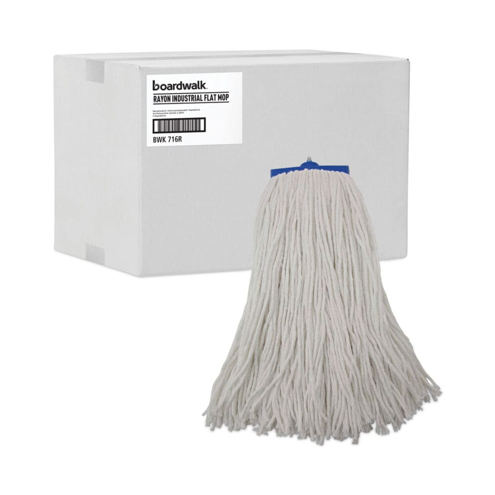 Cut-End Lie-Flat Wet Mop Head, Rayon, 16oz, White, 12/Carton - Image 8