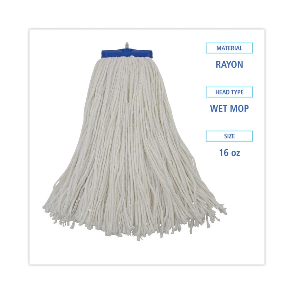 Cut-End Lie-Flat Wet Mop Head, Rayon, 16oz, White - Image 7