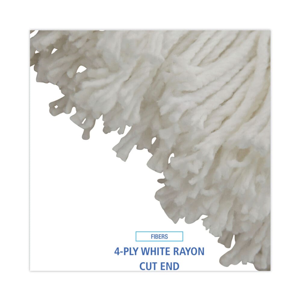 Cut-End Lie-Flat Wet Mop Head, Rayon, 16oz, White - Image 3