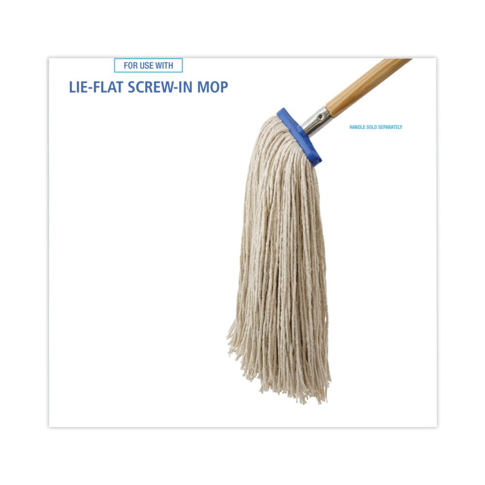 Mop Head, Economical Lie-Flat Head, Cotton Fiber, 20 oz, White, 12/Carton - Image 3