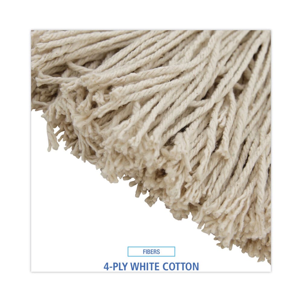 Mop Head, Economical Lie-Flat Head, Cotton Fiber, 20 oz, White, 12/Carton - Image 4