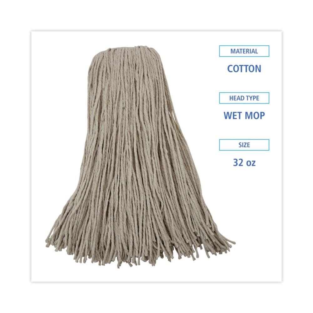 Mop Head, Cotton, Cut-End, White, 4-Ply, 32oz, 12/Carton - Image 8