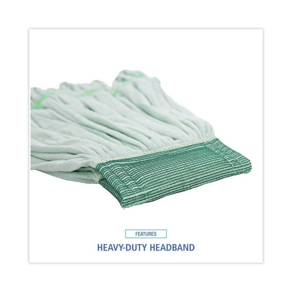 Microfiber Looped-End Wet Mop Head, Medium, Green - Image 5