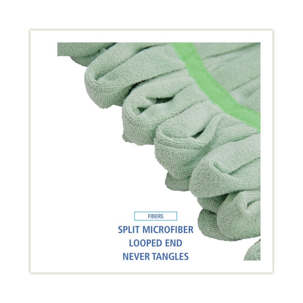 Microfiber Looped-End Wet Mop Heads, Medium, Green, 12/Carton - Image 3