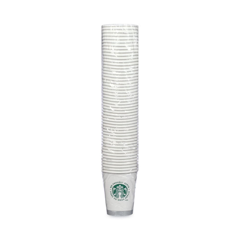 Hot Cups, 12 oz, White with Green Starbucks Logo, 1,000/Carton - Image 2