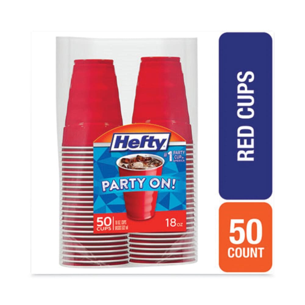 Easy Grip Disposable Plastic Party Cups, 18 oz, Red, 50/Pack, 8 Packs/Carton - Image 6