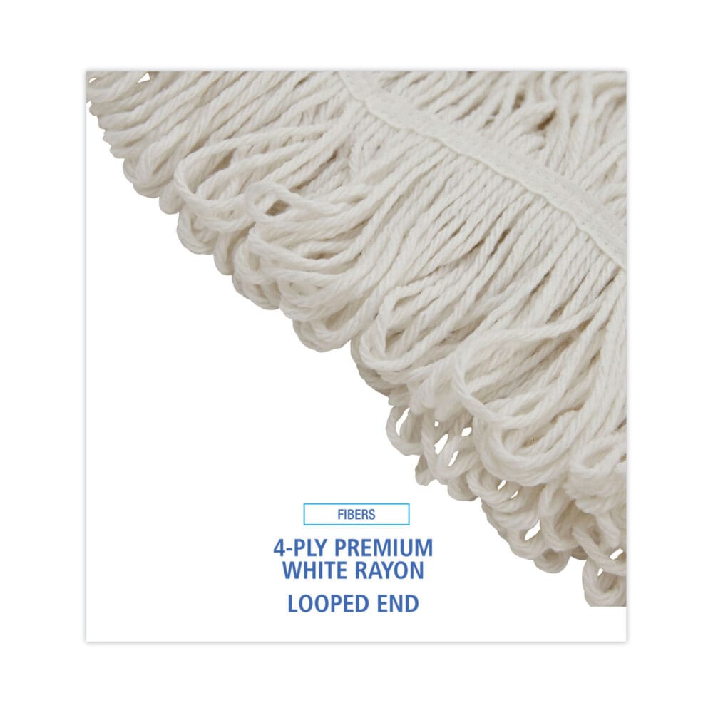 Pro Loop Web/Tailband Wet Mop Head, Rayon, 24oz, White, 12/Carton - Image 3