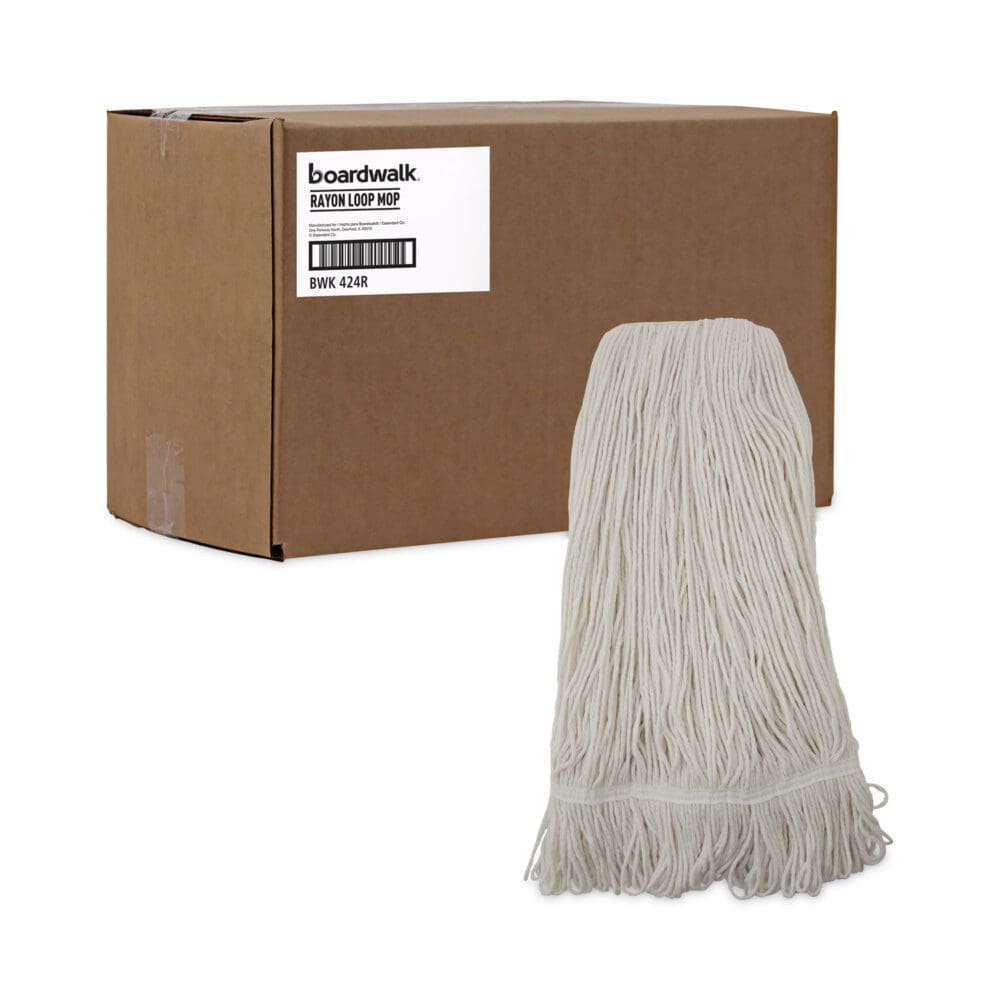 Pro Loop Web/Tailband Wet Mop Head, Rayon, 24oz, White, 12/Carton - Image 8