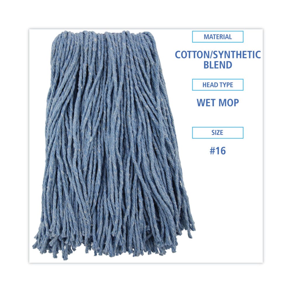 Mop Head, Standard Head, Cotton/Synthetic Fiber, Cut-End, #16., Blue - Image 9