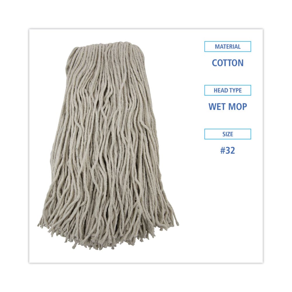 Cut-End Wet Mop Head, Cotton, No. 32, White, 12/Carton - Image 9