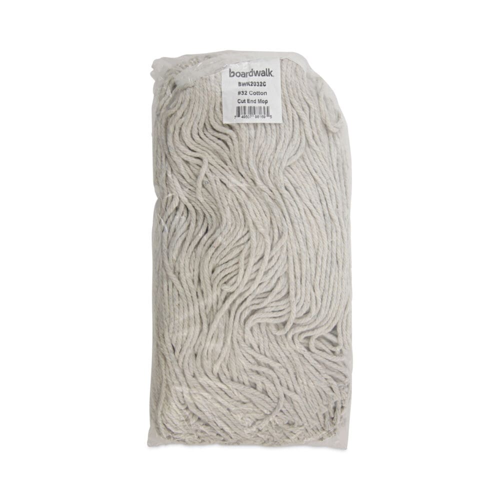 Cut-End Wet Mop Head, Cotton, No. 32, White, 12/Carton - Image 6