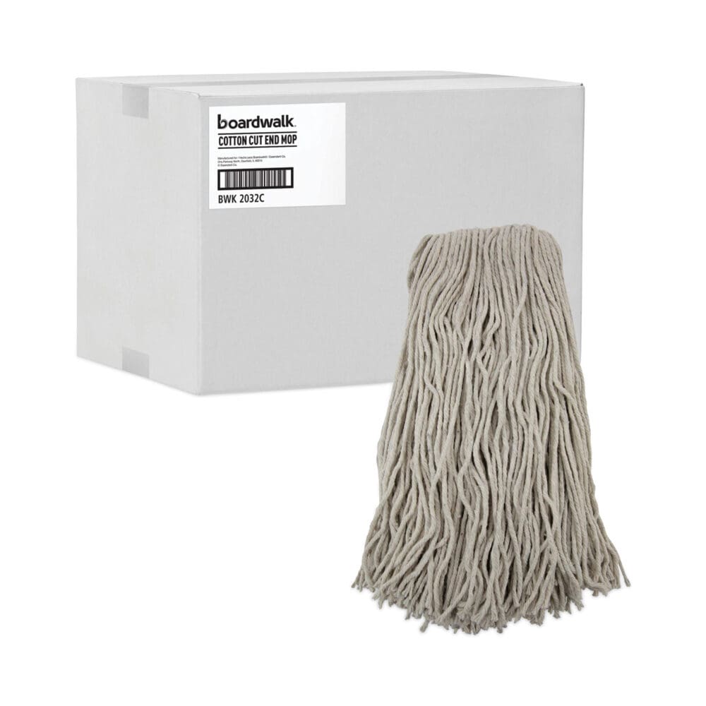 Cut-End Wet Mop Head, Cotton, No. 32, White, 12/Carton - Image 8