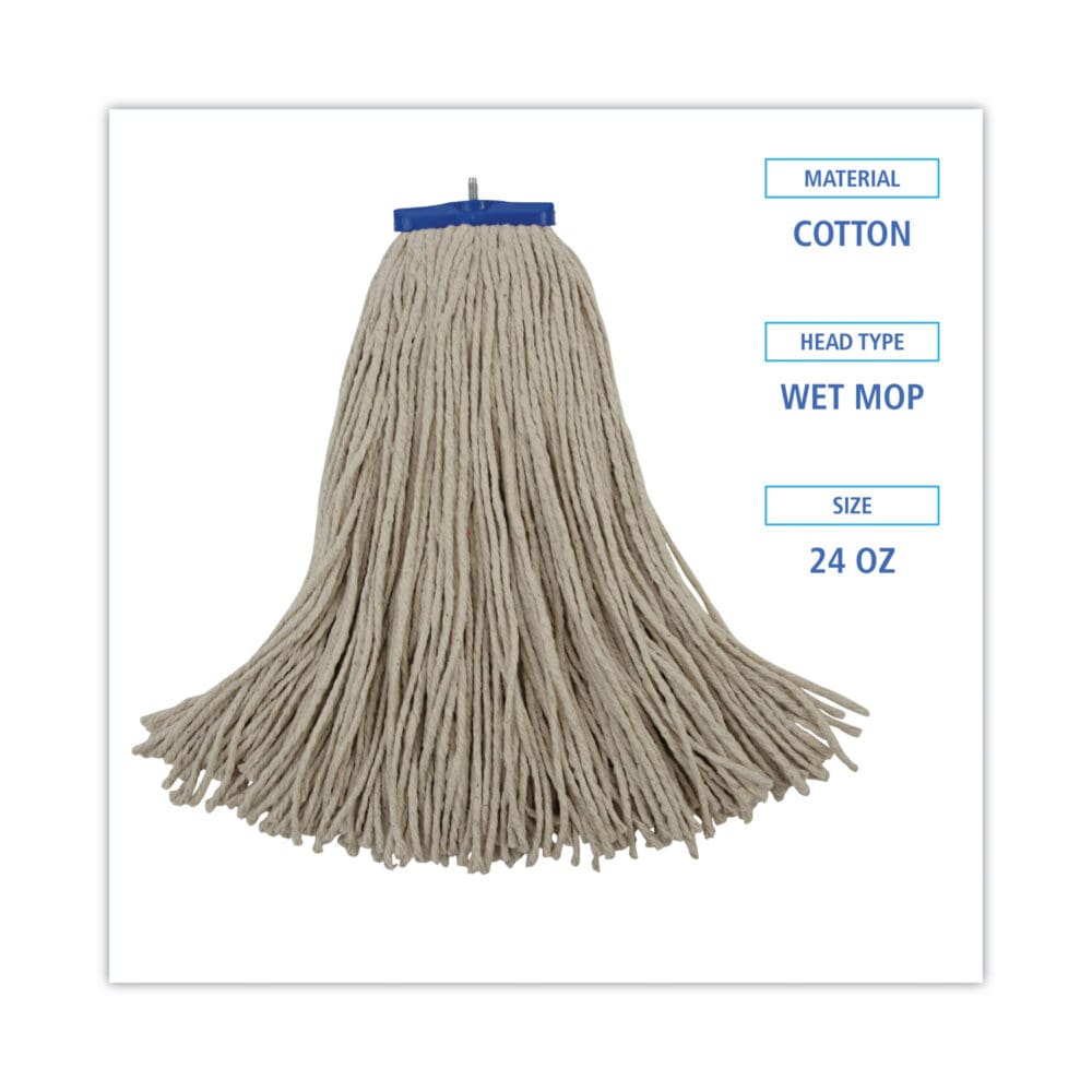 Cut-End Lie-Flat Wet Mop Head, Cotton, 24oz, White - Image 8