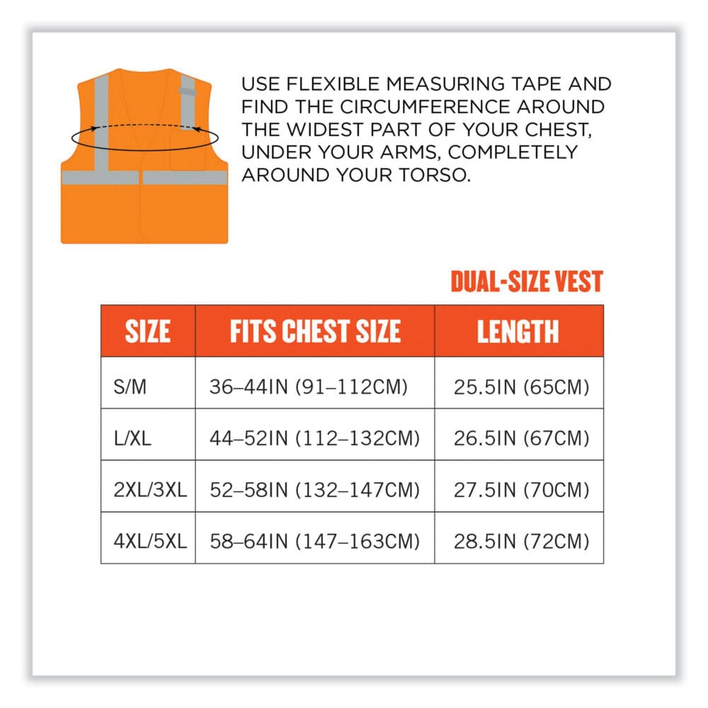 GloWear 8210HL Class 2 Economy Mesh Hook and Loop Vest, Polyester, X-Small, Orange , Ships in 1-3 Business Days - Image 8