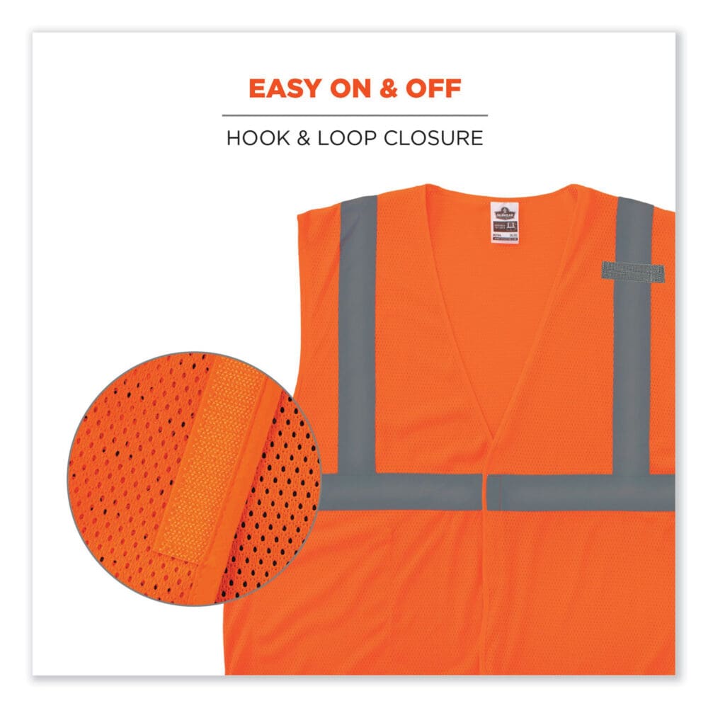 GloWear 8210HL Class 2 Economy Mesh Hook and Loop Vest, Polyester, 2X-Large/3X-Large, Orange, Ships in 1-3 Business Days - Image 5