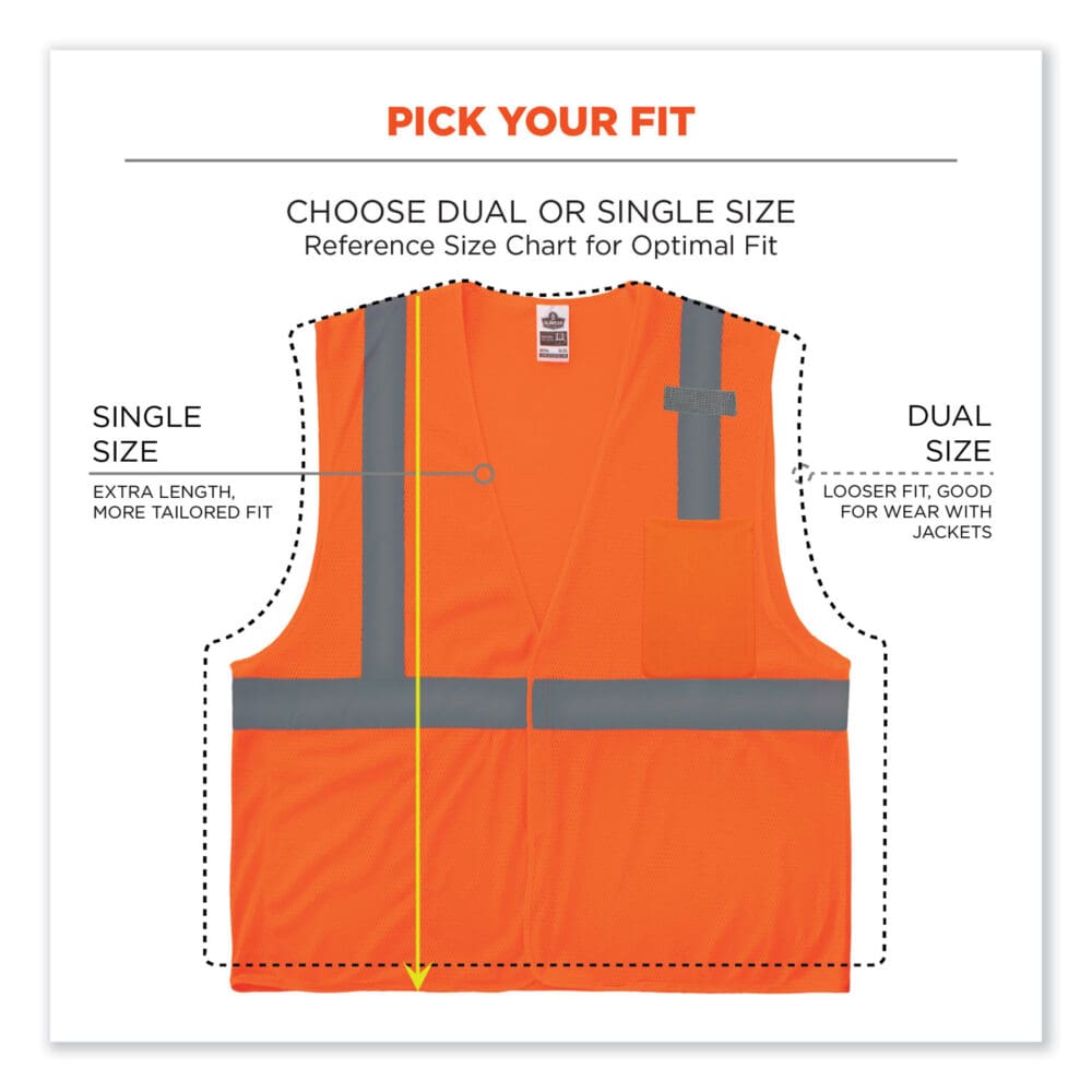 GloWear 8210HL Class 2 Economy Mesh Hook and Loop Vest, Polyester, 2X-Large/3X-Large, Orange, Ships in 1-3 Business Days - Image 6