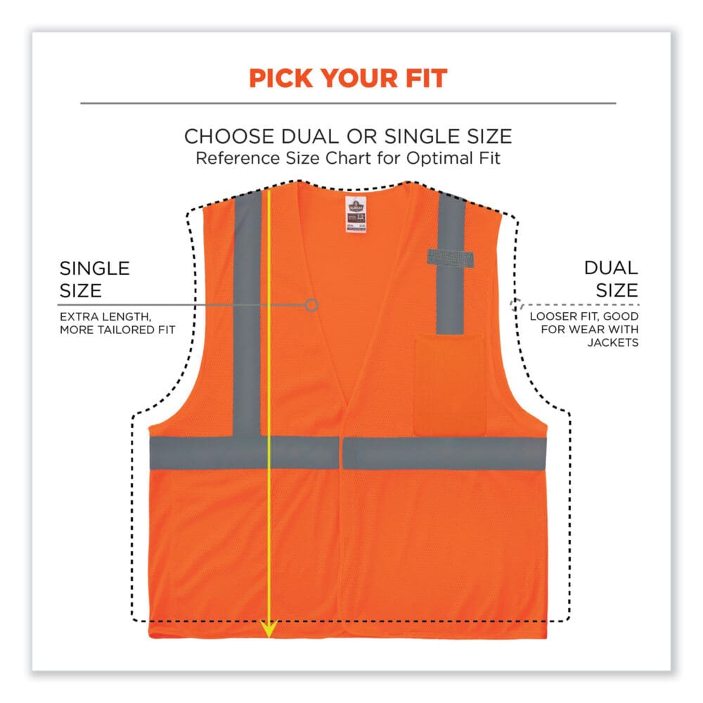 GloWear 8210HL Class 2 Economy Mesh Hook and Loop Vest, Polyester, 4X-Large/5X-Large, Orange, Ships in 1-3 Business Days - Image 6