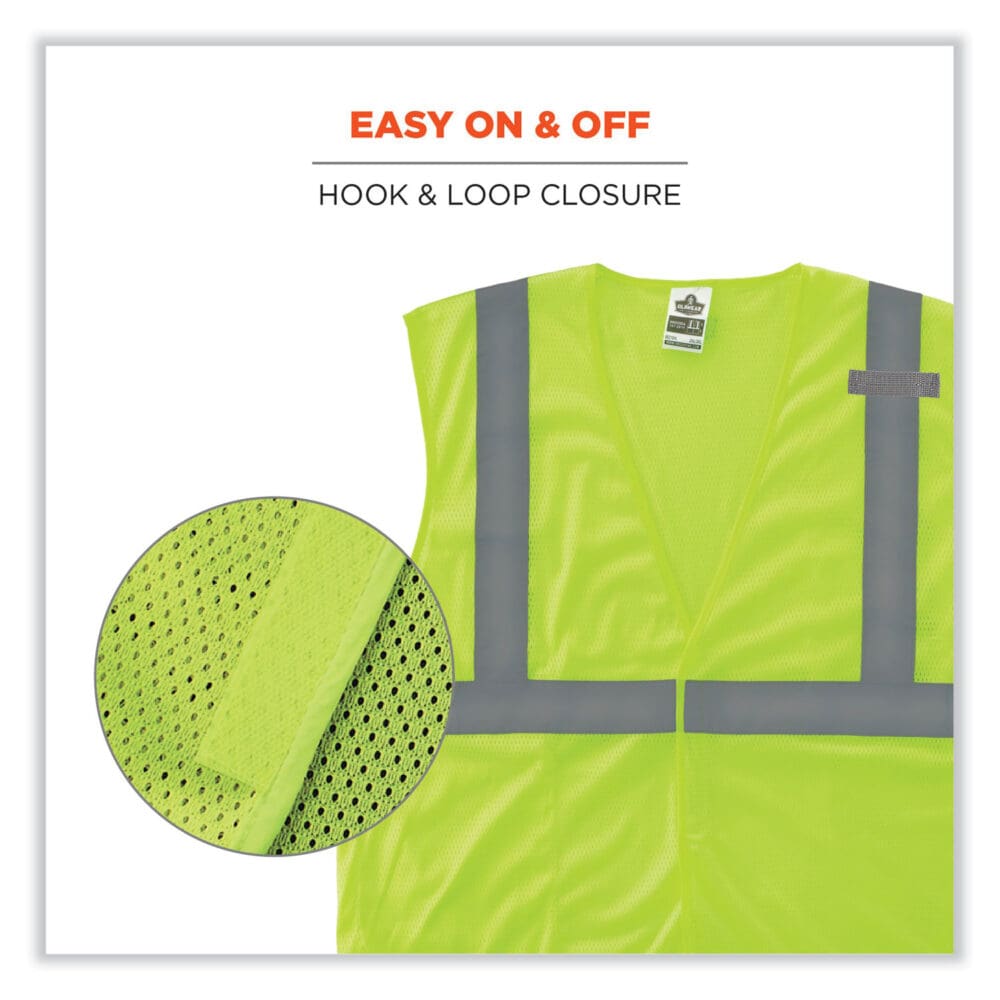 GloWear 8210HL Class 2 Economy Mesh Hook and Loop Vest, Polyester, X-Small, Lime, Ships in 1-3 Business Days - Image 5