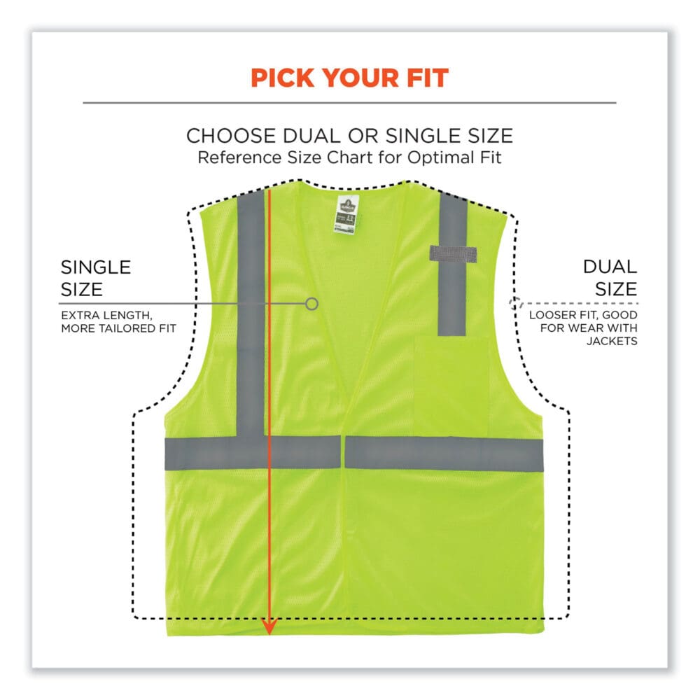 GloWear 8210HL Class 2 Economy Mesh Hook and Loop Vest, Polyester, 2X-Large/3X-Large, Lime, Ships in 1-3 Business Days - Image 6