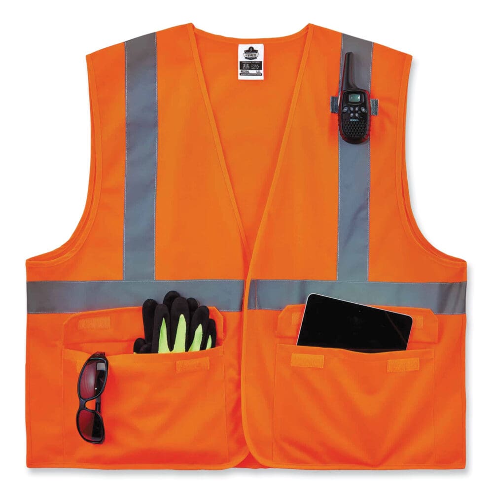 GloWear 8225HL Class 2 Standard Solid Hook and Loop Vest, Polyester, Orange, Large/X-Large, Ships in 1-3 Business Days - Image 2