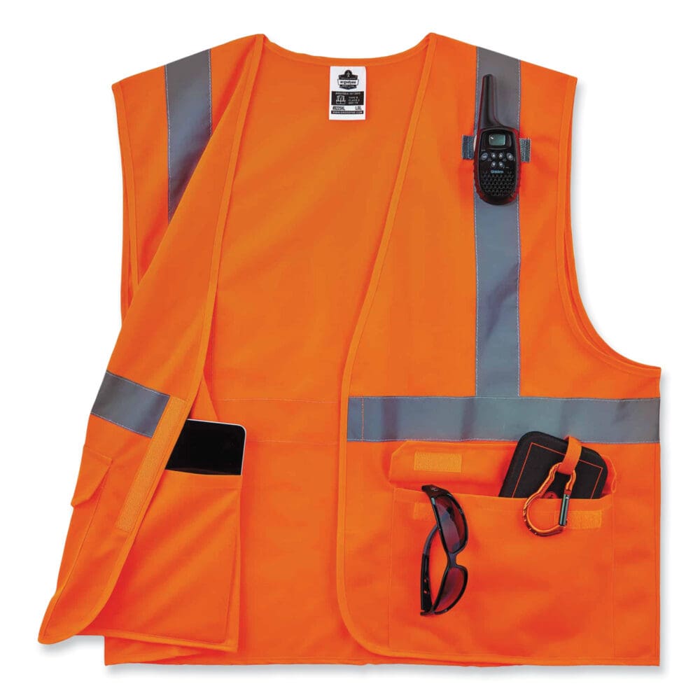 GloWear 8225HL Class 2 Standard Solid Hook and Loop Vest, Polyester, Orange, Large/X-Large, Ships in 1-3 Business Days - Image 3