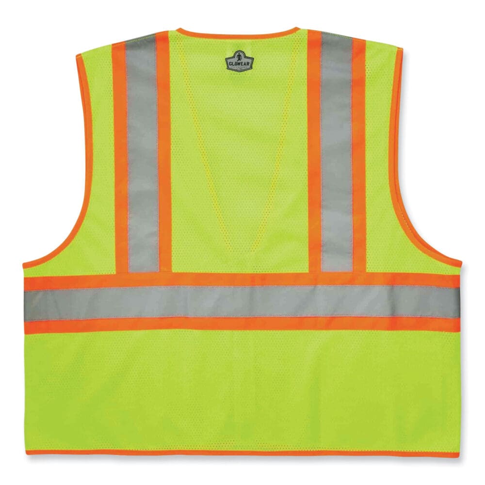 GloWear 8229Z Class 2 Economy Two-Tone Zipper Vest, Polyester, 2X-Large/3X-Large, Lime, Ships in 1-3 Business Days - Image 4