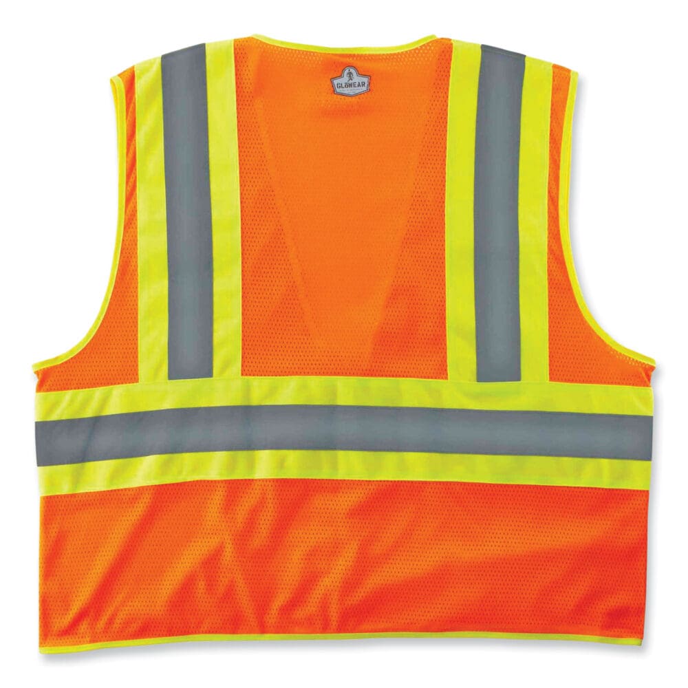 GloWear 8229Z Class 2 Economy Two-Tone Zipper Vest, Polyester, Large/X-Large, Orange, Ships in 1-3 Business Days - Image 4