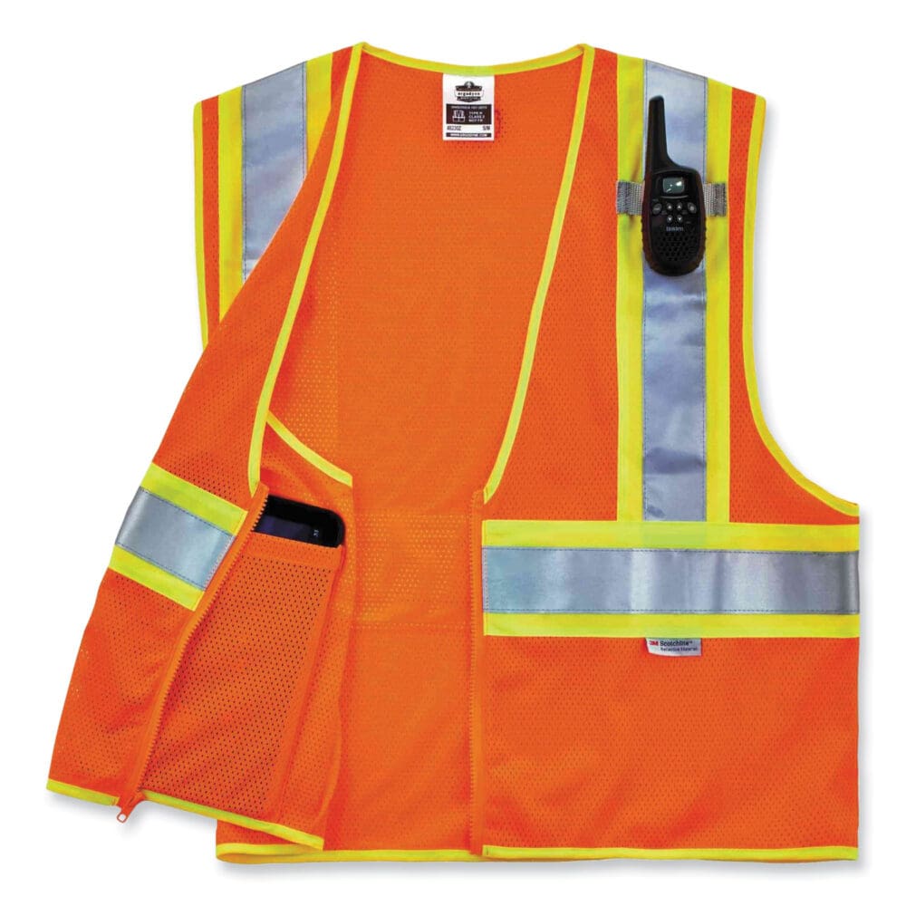 GloWear 8230Z Class 2 Two-Tone Mesh Zipper Vest, Polyester, 2X-Large/3X-Large, Orange, Ships in 1-3 Business Days - Image 2