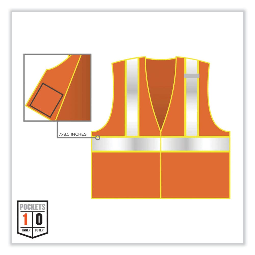 GloWear 8230Z Class 2 Two-Tone Mesh Zipper Vest, Polyester, 2X-Large/3X-Large, Orange, Ships in 1-3 Business Days - Image 3