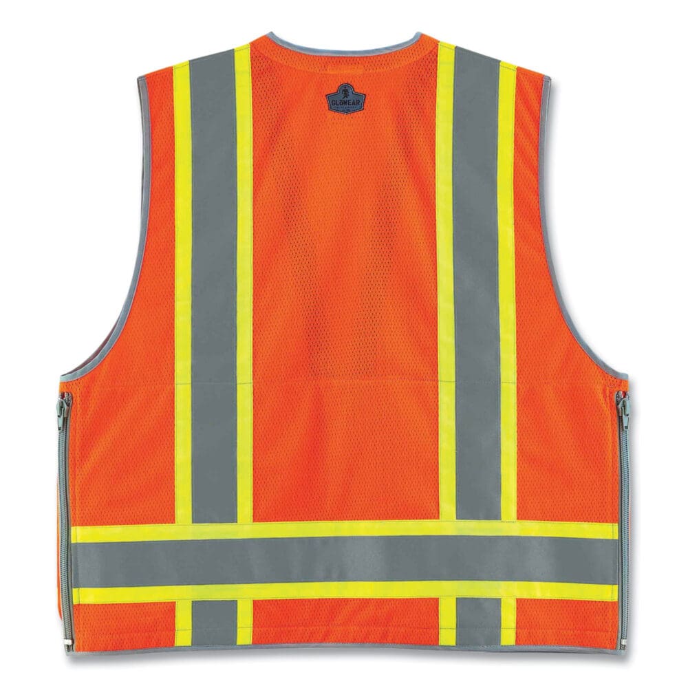 GloWear 8254HDZ Class 2 Heavy-Duty Surveyors Zipper Vest, Polyester, 4X-Large/5X-Large, Orange, Ships in 1-3 Business Days - Image 6