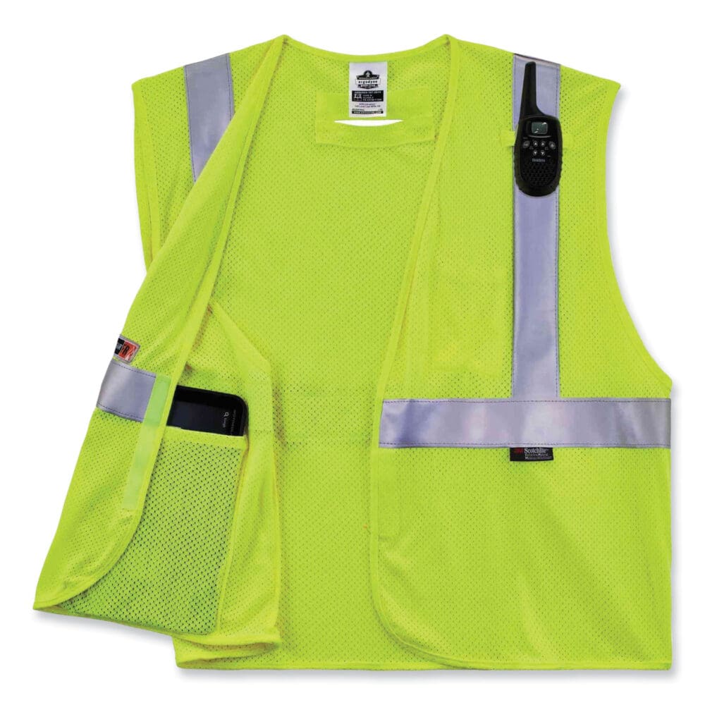 GloWear 8260FRHL Class 2 FR Safety Hook and Loop Vest, Modacrylic/Kevlar, Large/X-Large, Lime, Ships in 1-3 Business Days - Image 7