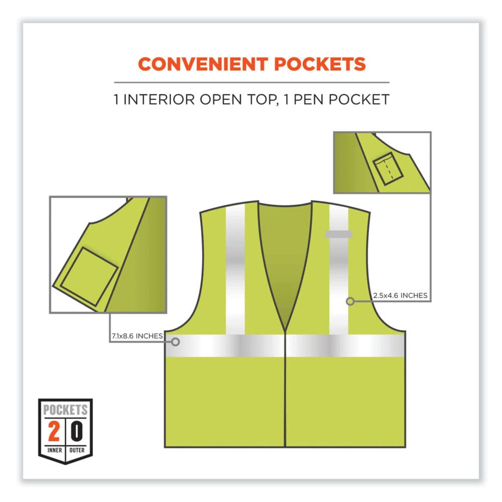 GloWear 8260FRHL Class 2 FR Safety Hook and Loop Vest, Modacrylic/Kevlar, 2X-Large/3X-Large, Lime, Ships in 1-3 Business Days - Image 7