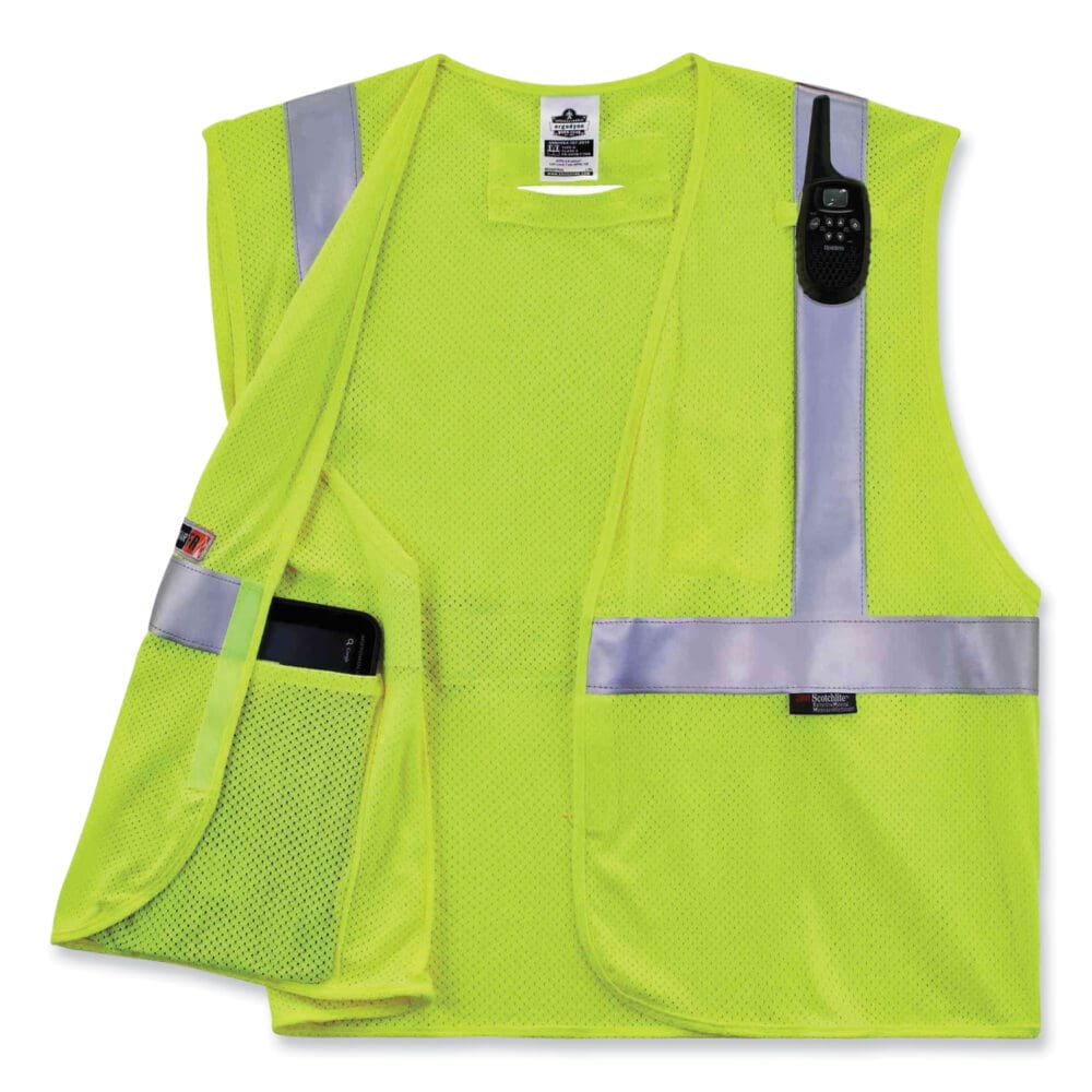 GloWear 8260FRHL Class 2 FR Safety Hook and Loop Vest, Modacrylic/Kevlar, 4X-Large/5X-Large, Lime, Ships in 1-3 Business Days - Image 7