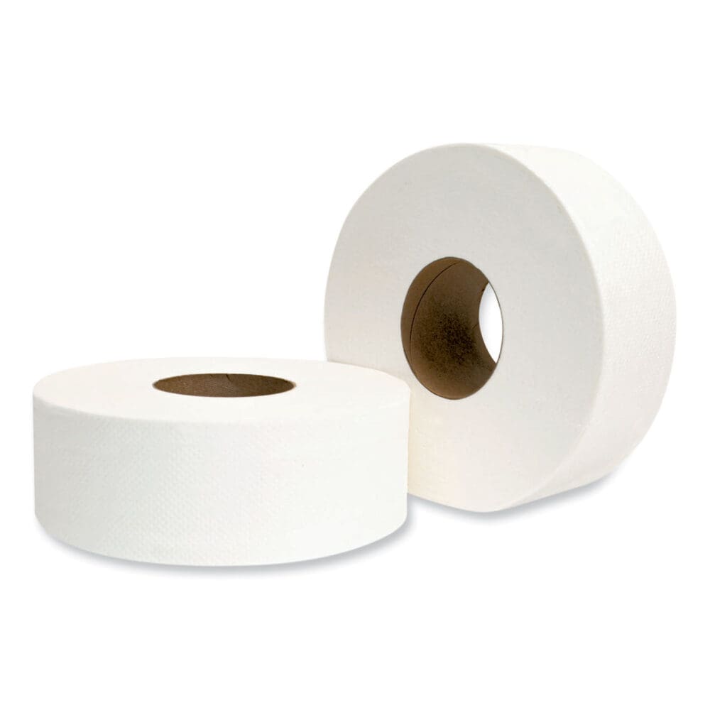 Jumbo JRT Bath Tissue, Septic Safe, 2-Ply, White, 3.25" x 720 ft, 12 Rolls/Carton - Image 2