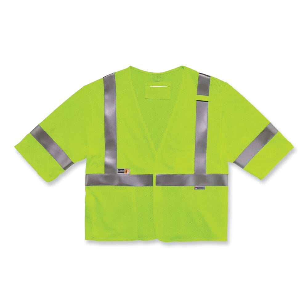 GloWear 8356FRHL Class 3 FR Hook and Loop Safety Vest with Sleeves, Modacrylic. 2XL/3XL, Lime, Ships in 1-3 Business Days - Image 9