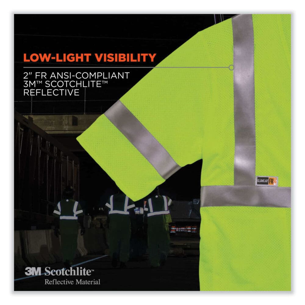 GloWear 8356FRHL Class 3 FR Hook and Loop Safety Vest with Sleeves, Modacrylic. 2XL/3XL, Lime, Ships in 1-3 Business Days - Image 5