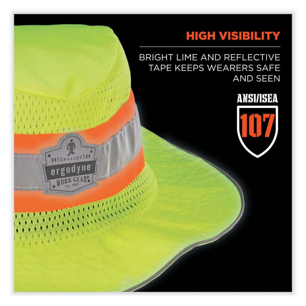 GloWear 8935 Hi-Vis Ranger Sun Hat, Polyester, 2X-Large/3X-Large, Lime, Ships in 1-3 Business Days - Image 2