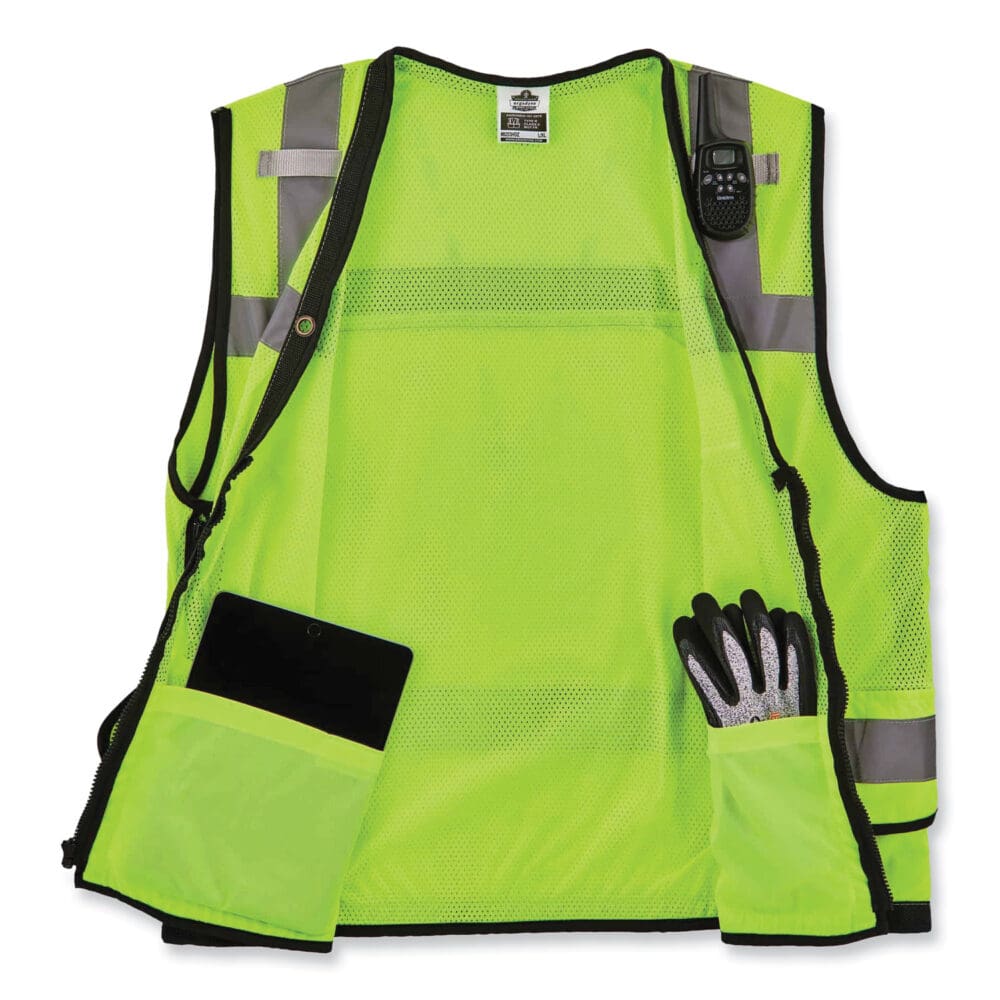 GloWear 8253HDZ Class 2 Heavy-Duty Mesh Surveyors Vest, Polyester, Large/X-Large, Lime, Ships in 1-3 Business Days - Image 4