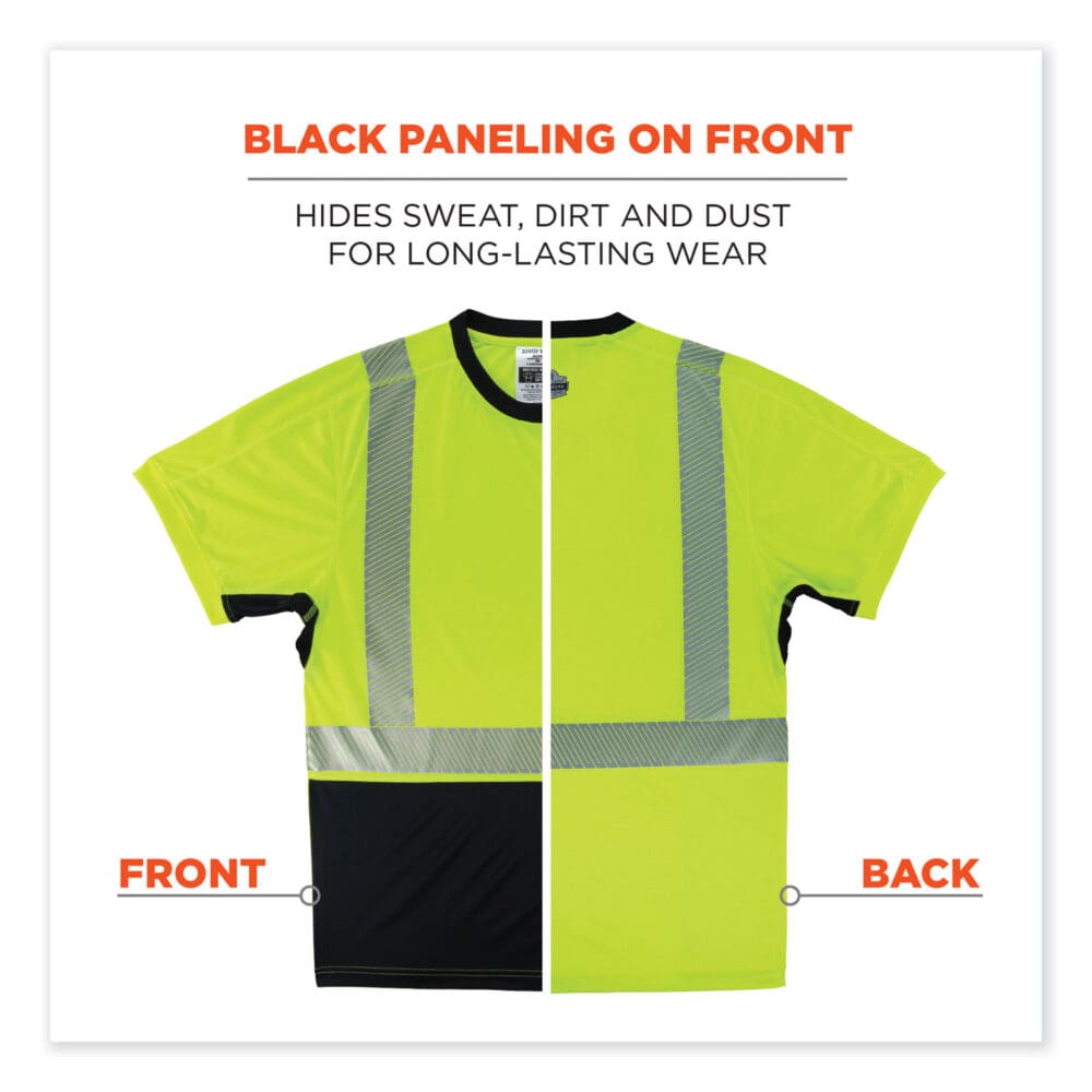 GloWear 8283BK Class 2 Lightweight Performance Hi-Vis T-Shirt, Polyester, Medium, Lime, Ships in 1-3 Business Days - Image 5