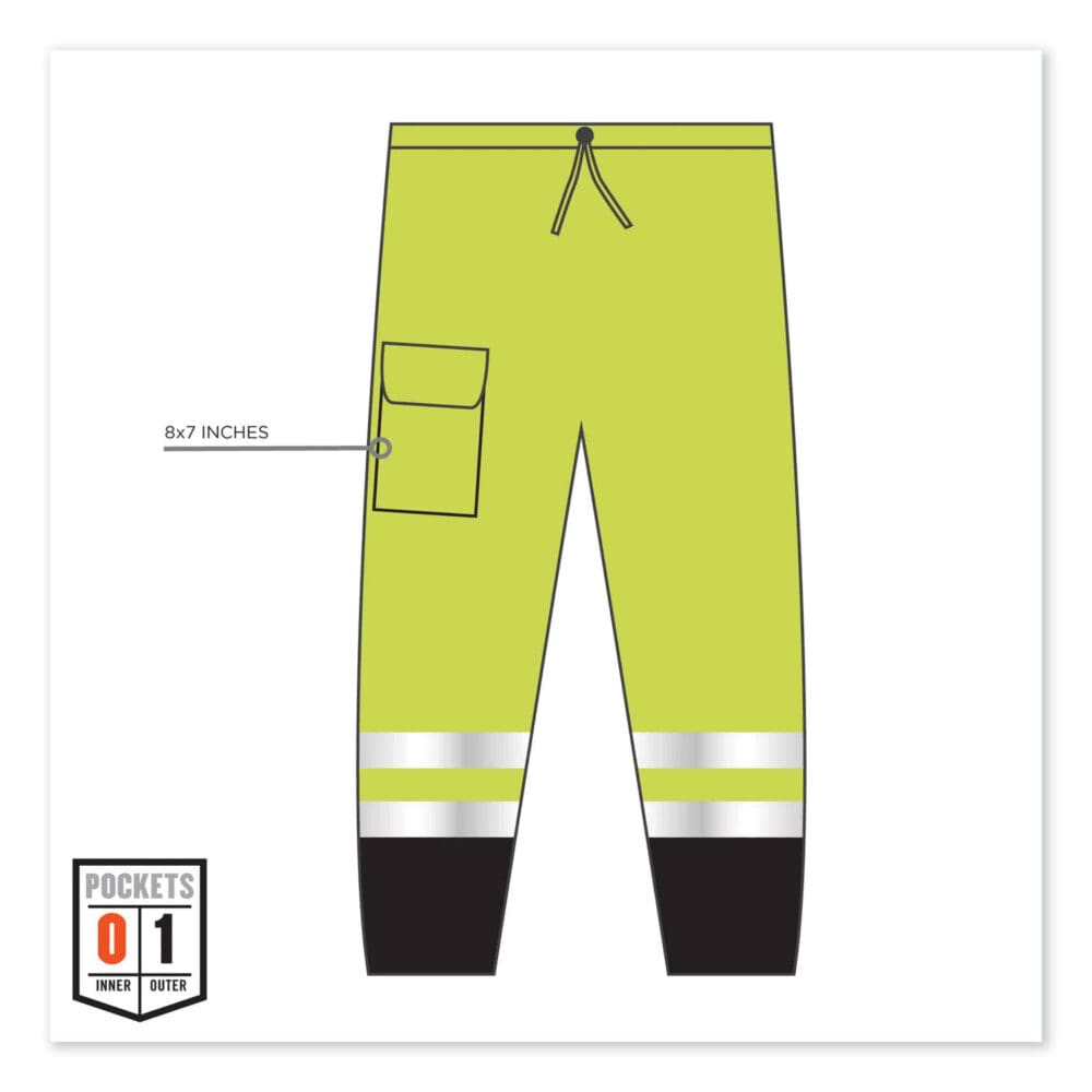 GloWear 8910BK Class E Hi-Vis Pants with Black Bottom, Polyester, Small/Medium, Lime, Ships in 1-3 Business Days - Image 3