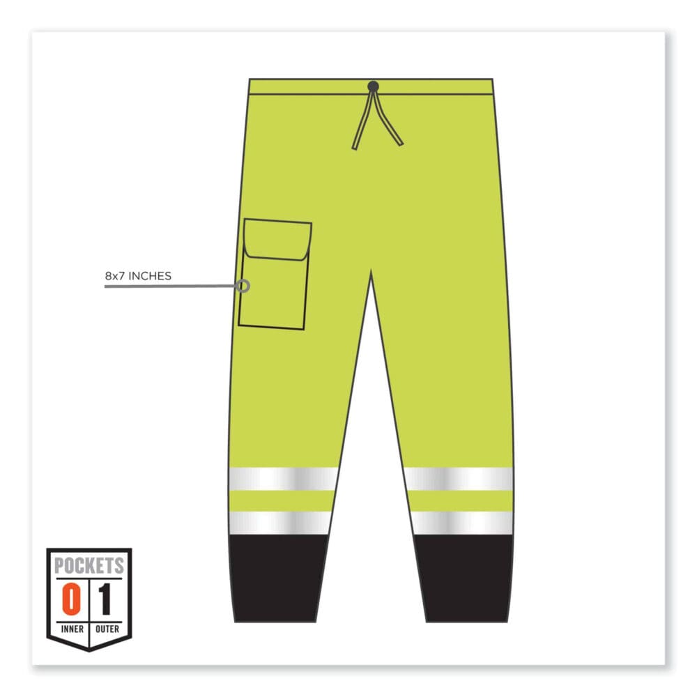 GloWear 8910BK Class E Hi-Vis Pants with Black Bottom, Polyester, Large/X-Large, Lime, Ships in 1-3 Business Days - Image 4