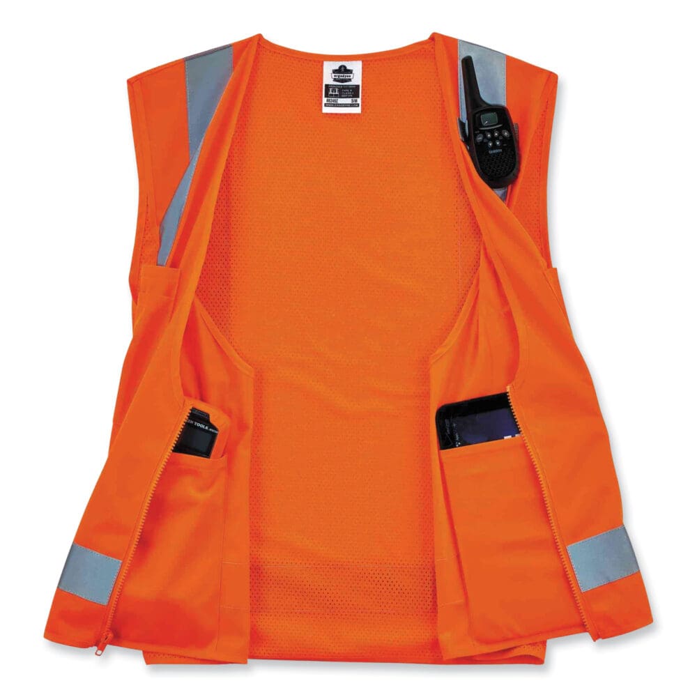 GloWear 8249Z Class 2 Economy Surveyors Zipper Vest, Polyester, Large/X-Large, Orange, Ships in 1-3 Business Days - Image 10