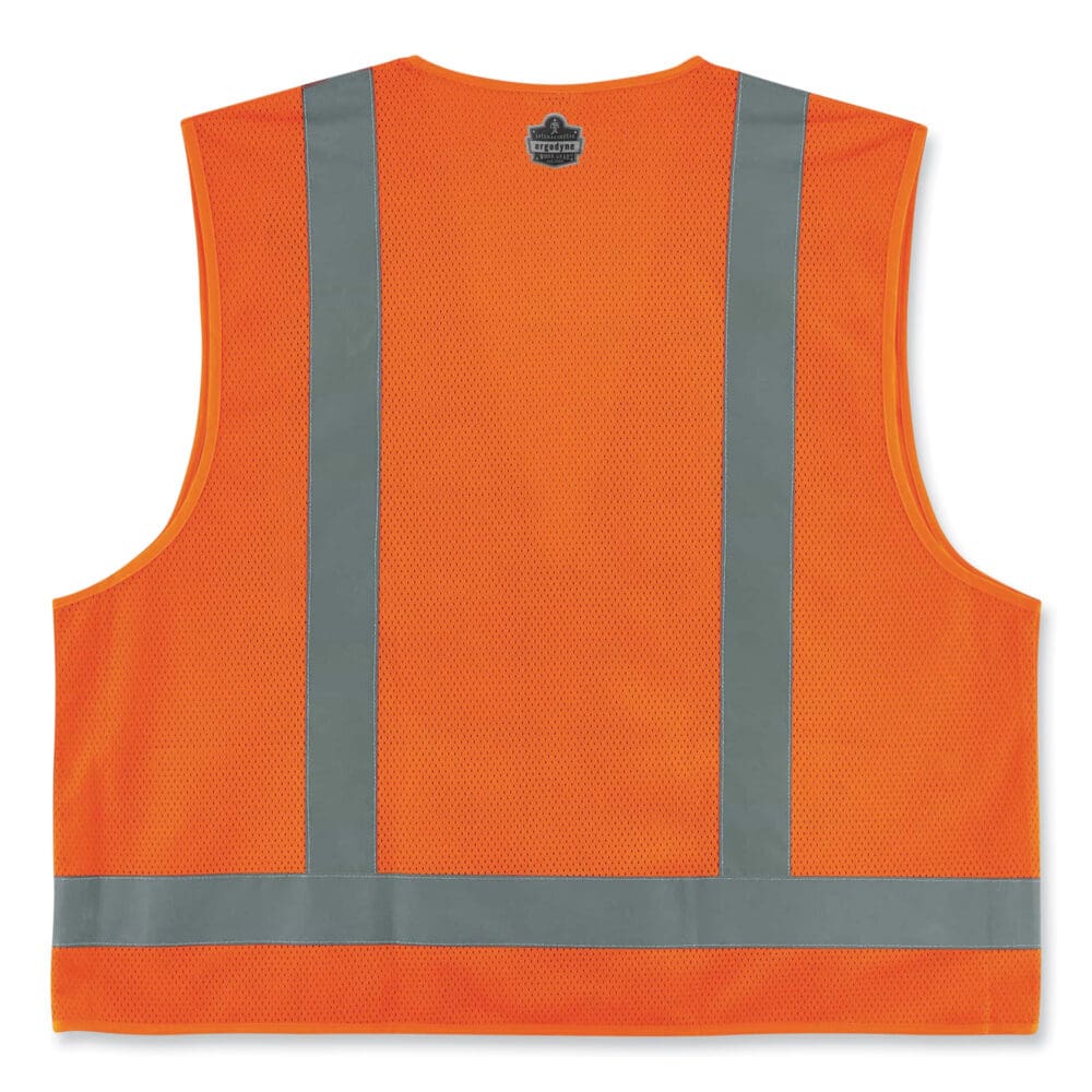 GloWear 8249Z Class 2 Economy Surveyors Zipper Vest, Polyester, Large/X-Large, Orange, Ships in 1-3 Business Days - Image 2